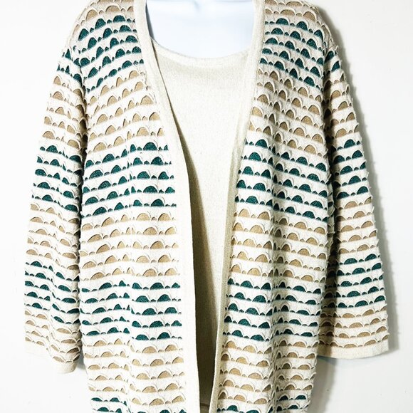 Alfred Dunner Womens Plus 3X Cardigan Sweater Tank Glitter‎ Sparkle Y2K 90s - Picture 2 of 11